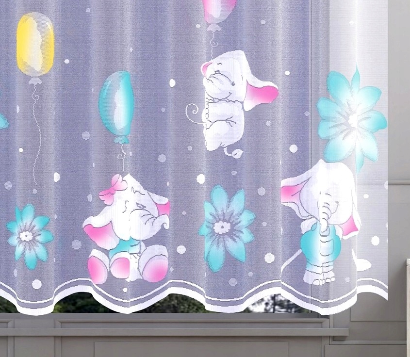 Słonik z balonem, firana 300x150cm z obszyciem Marka HomeDekorator