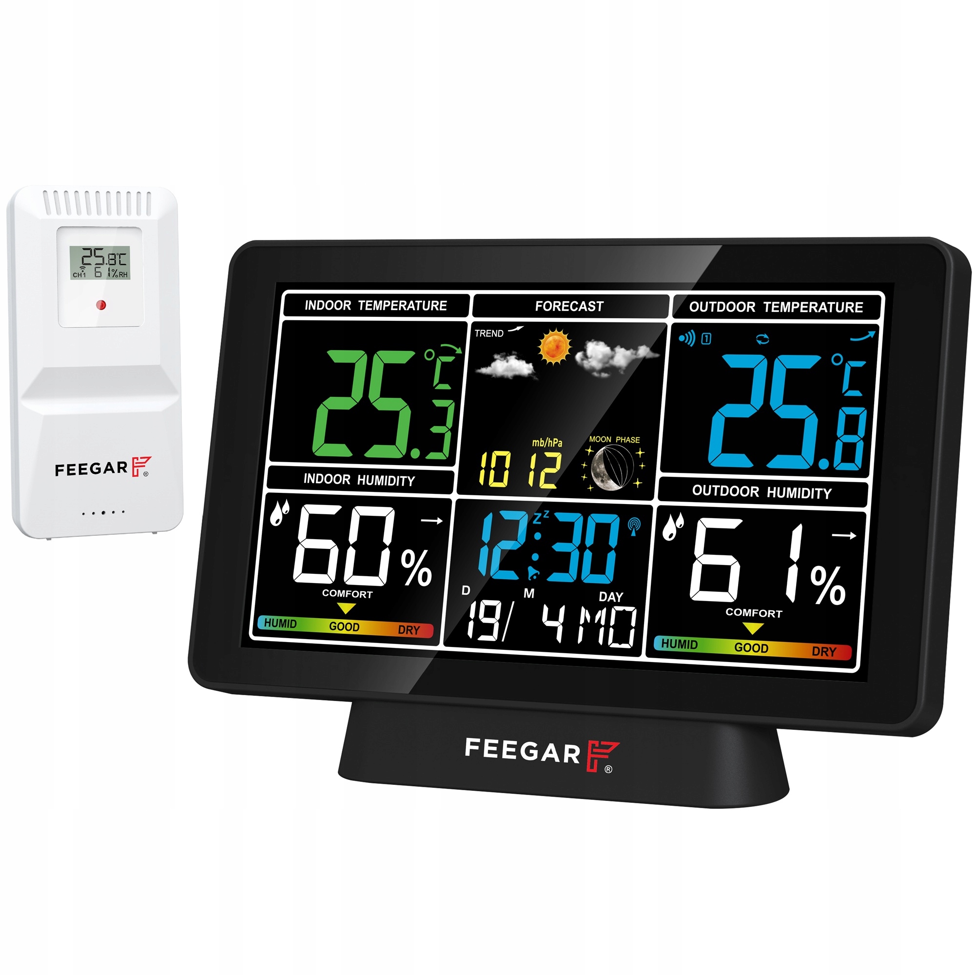 Bezdrátová meteorologická stanice Feegar 7,5" Barometr Hygrometr
