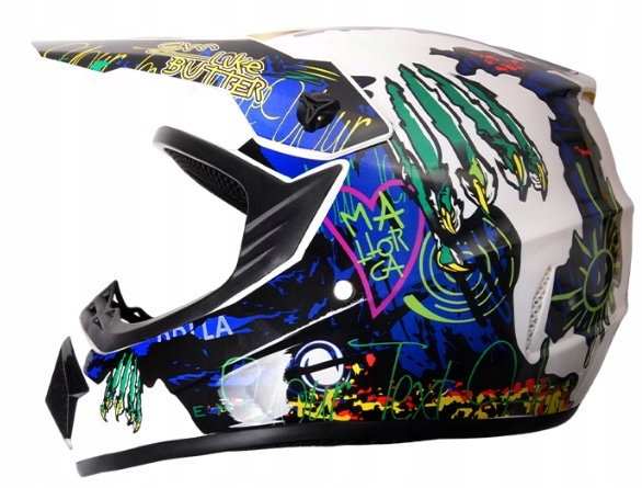 Kask Motocyklowy Młodzieżowy Na Motor Crossa Quada Graffiti b/cz r.L