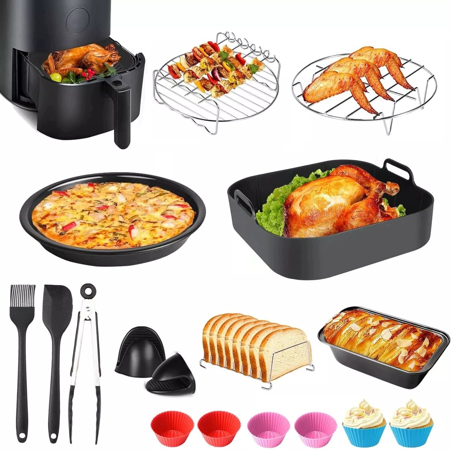 Sada příslušenství pro vzduchovou fritézu, 16 dílů