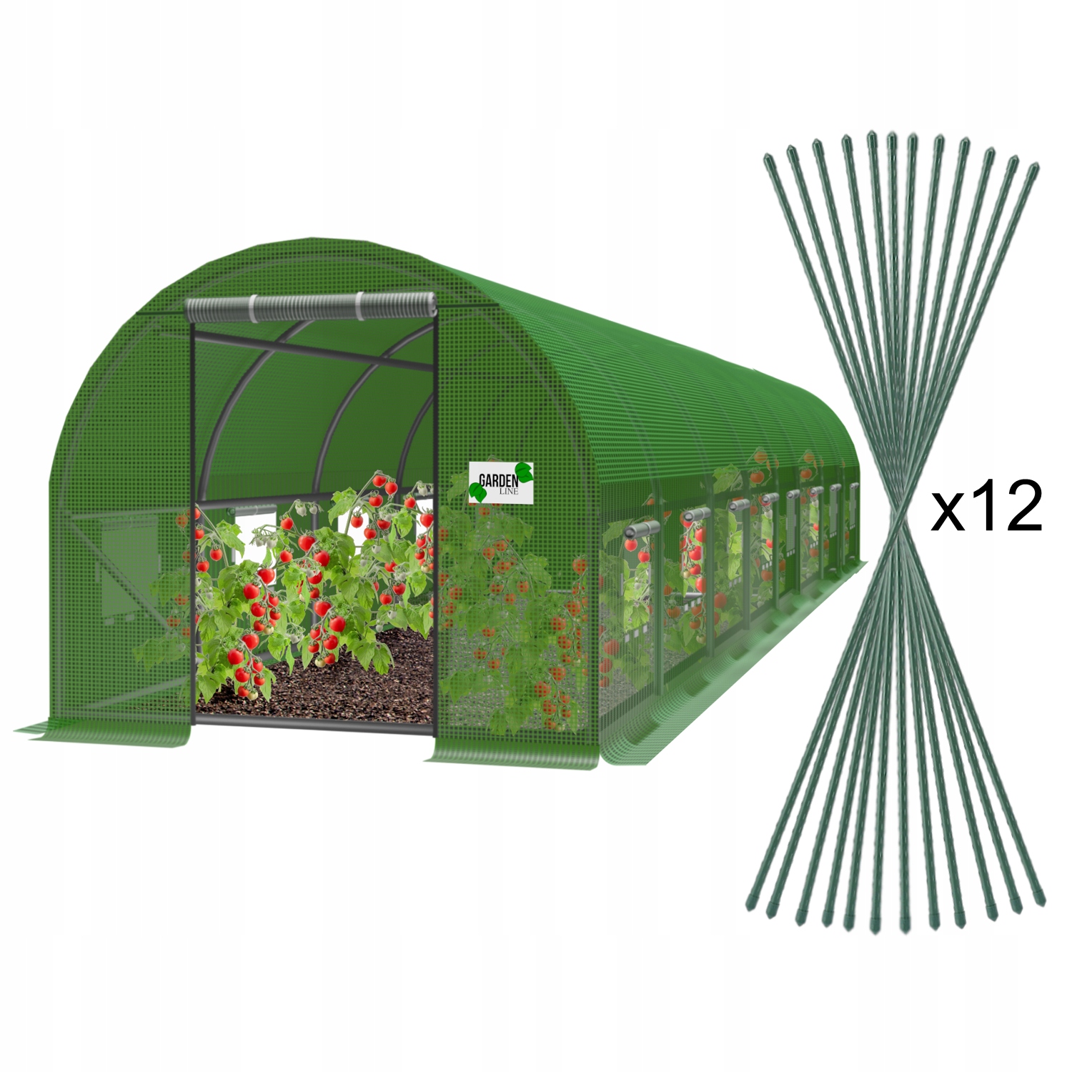 Fóliový Záhradný Tunel Skleník 8 x 4 x 2 M 32 m2 Zelený 8 Segmentový
