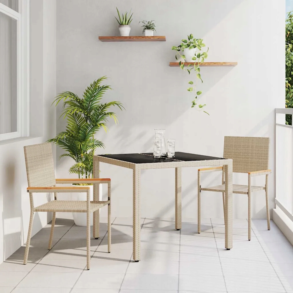 vidaXL Zahradní jídelní souprava 3 pcs Béžová polyratan