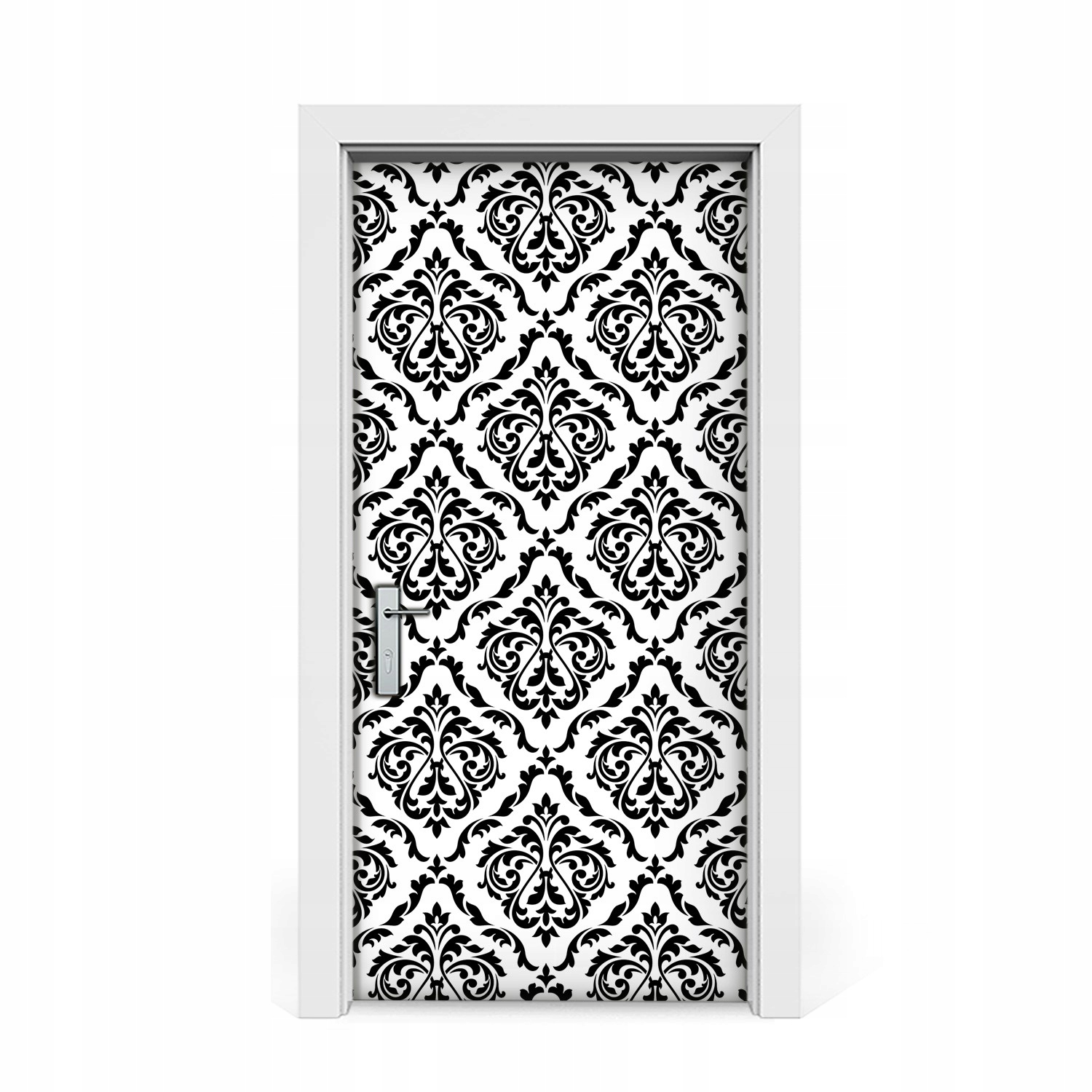

Okleina naklejka drzwi Damask czarno-biały 95x205