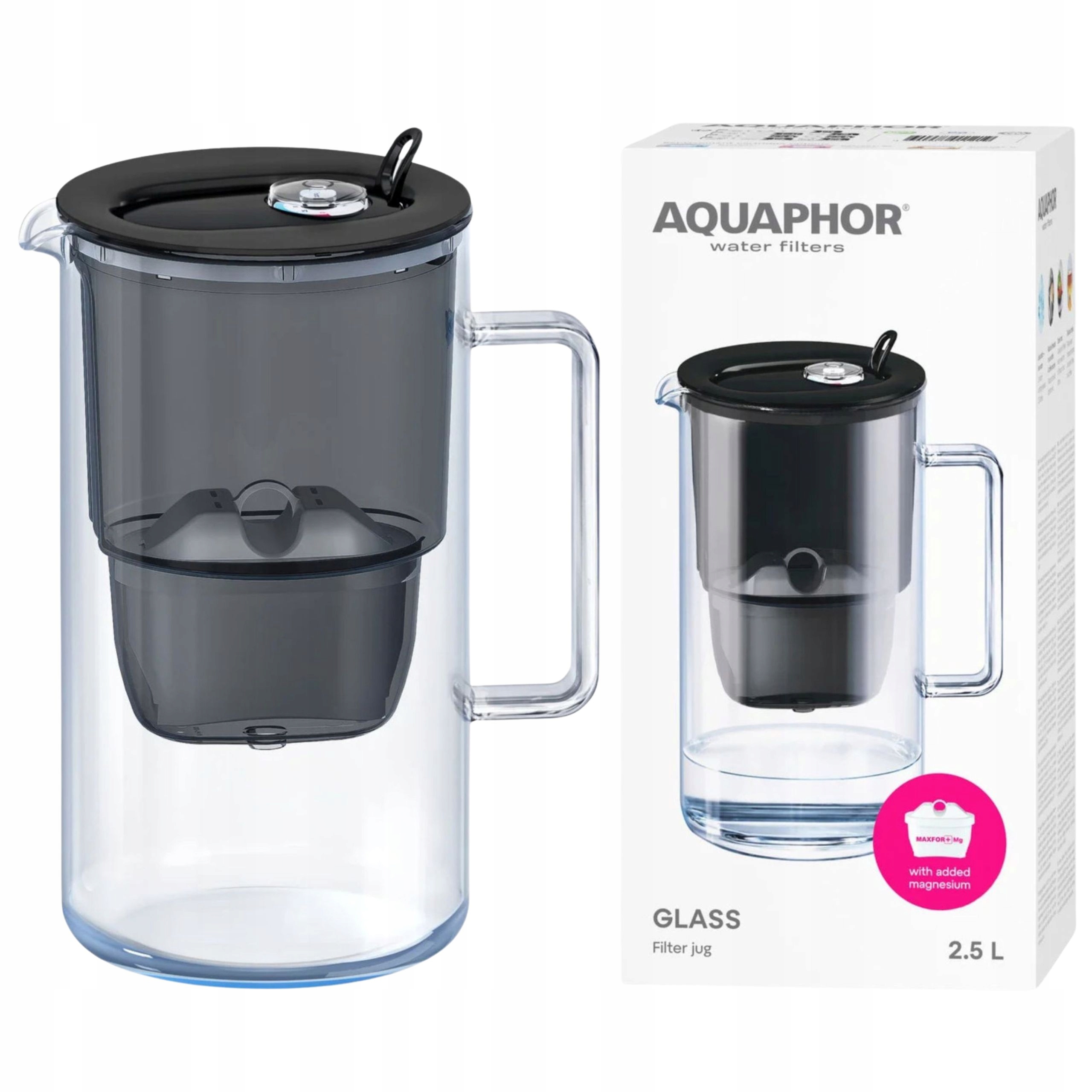 Dzbanek filtrujący szklany Aquaphor Glass czarny filtr Maxfor Mg