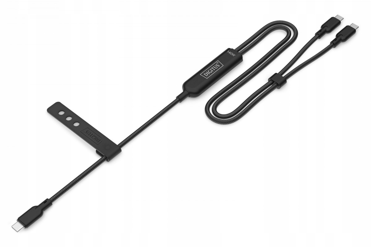 Napájecí kabel 2v1 Usb-c – 2x Usb-c, Usb 2.0 140W Pd 3.1, nylonový, 1,8 m