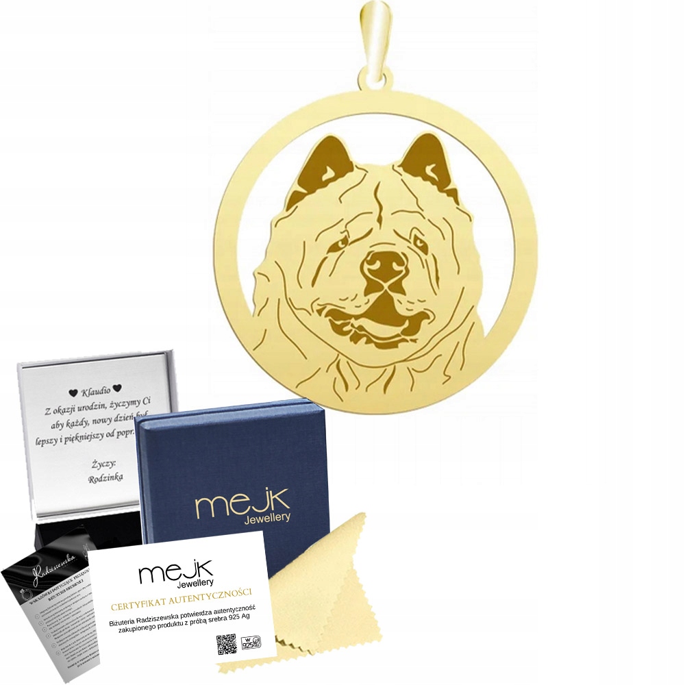 Zlatý přívěsek s Chow chow Soft 925 Šperky Gravírování Dedikace Bonus