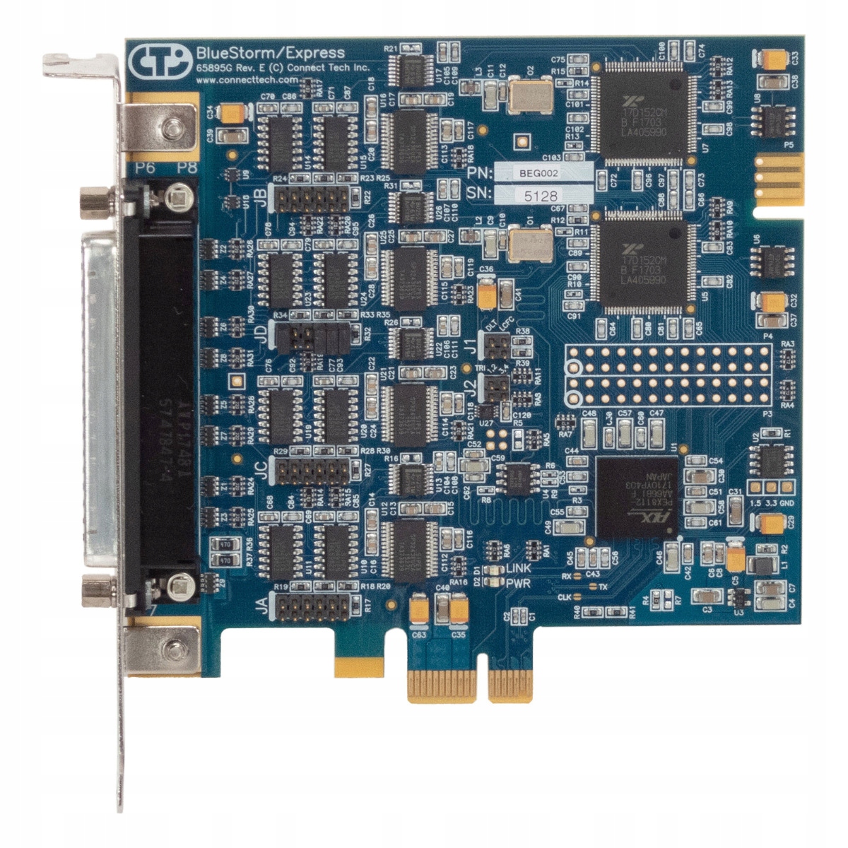 Connect Tech Bluestorm/express 65895G Rev. E BEG002 PCIe 4x RS-232/422/485