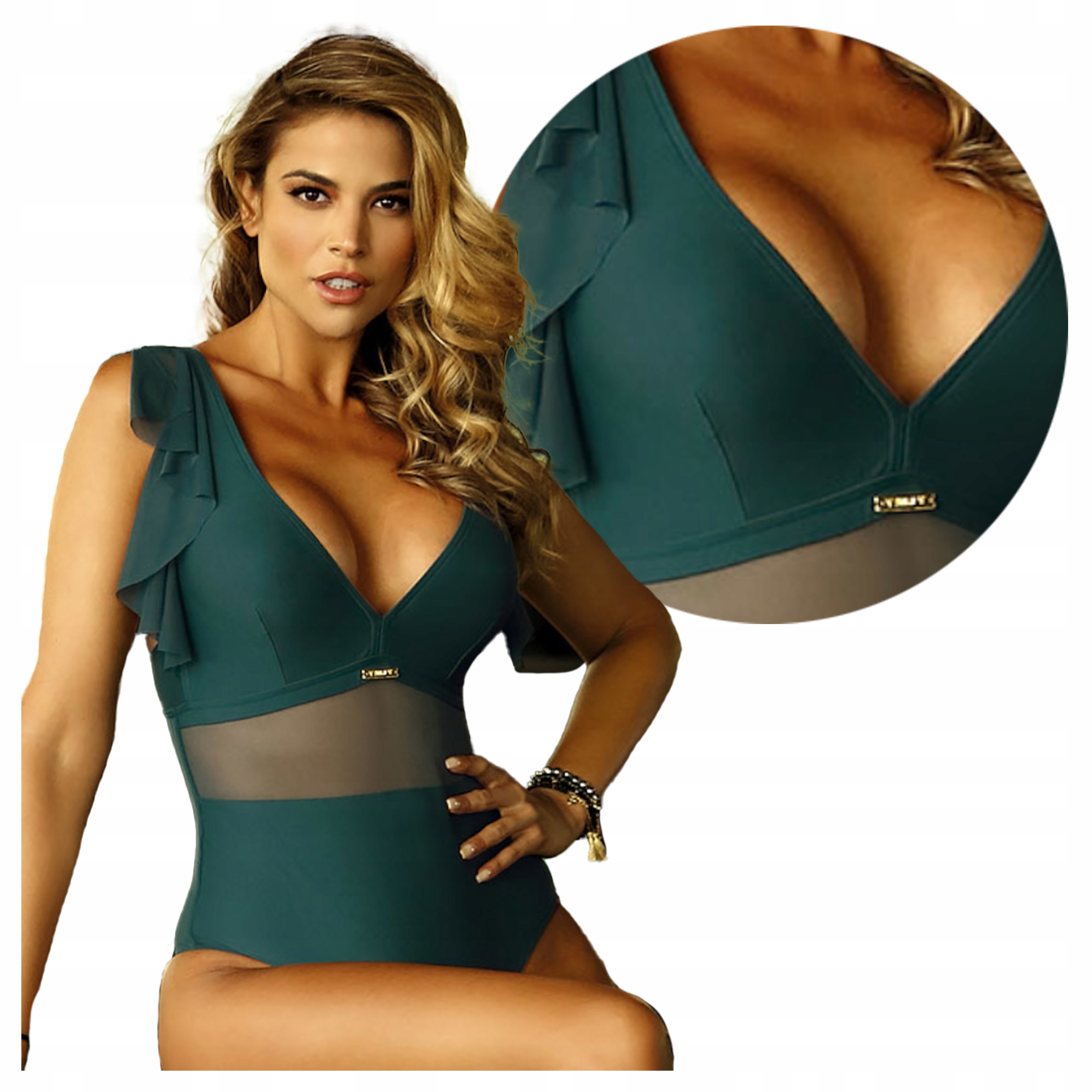 Krásné jednodílné plavky Polská kvalita Self S Canoy16 Zeleň