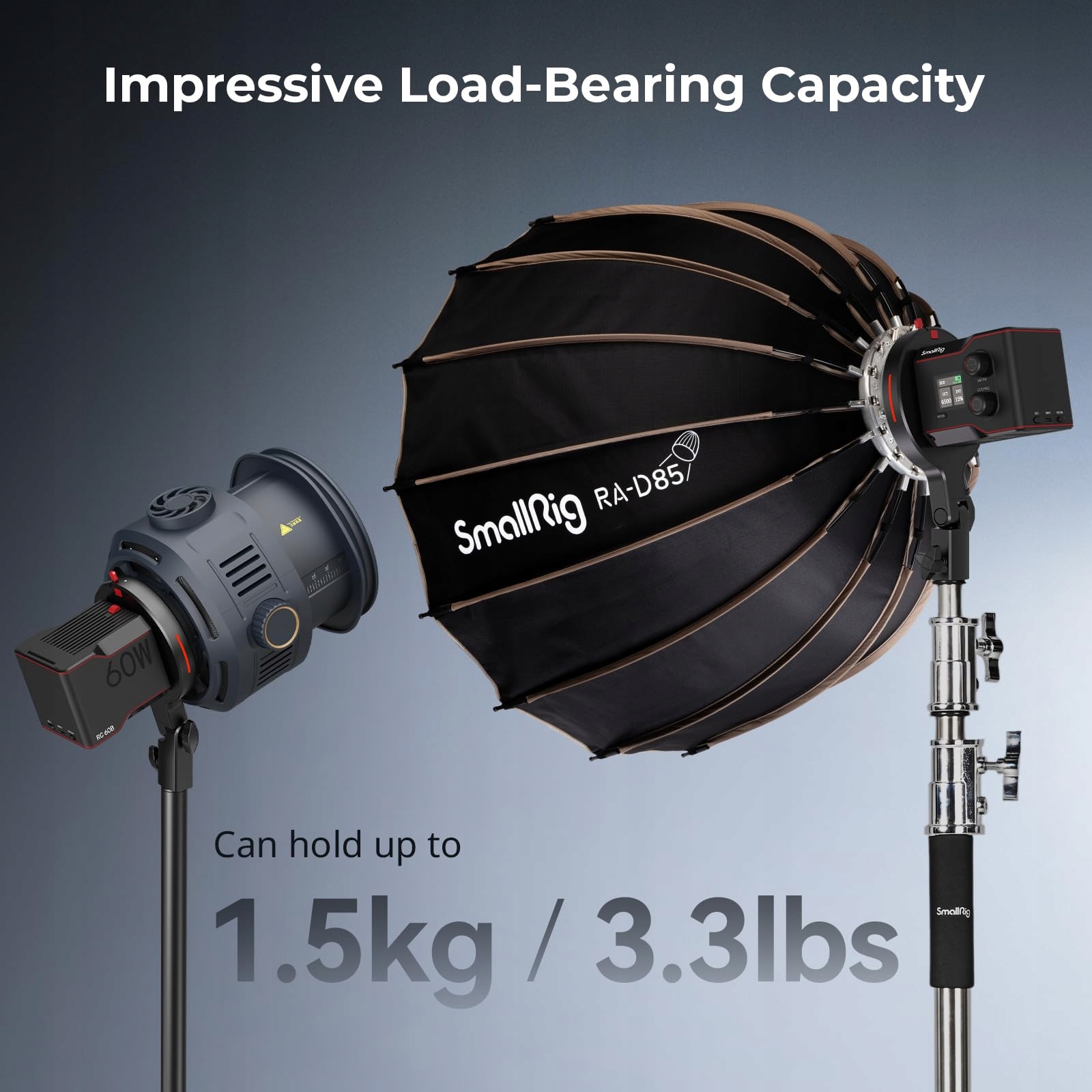 SMALLRIG Adapter Bowens Mount Softbox Do Lampy RC 60B COB 1,5 kg — miniatura 6