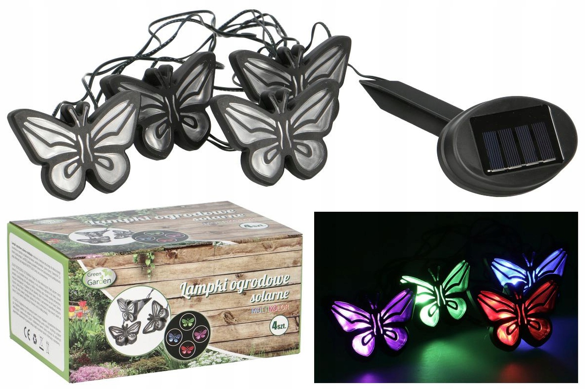 

Girlanda Lampa Ogrodowa Solarna Led 4szt Motylki