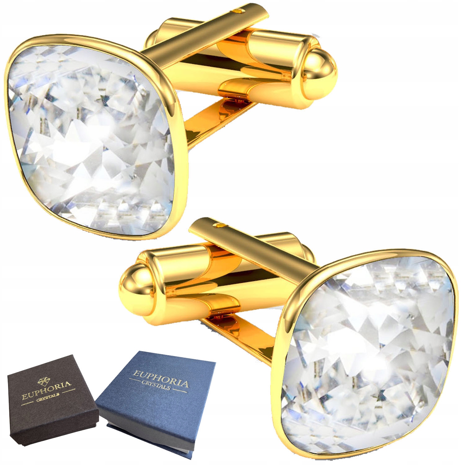 Pozlacené manžetové knoflíčky Křišťál Stříbro 925 jako Dárek pro manžela manželky