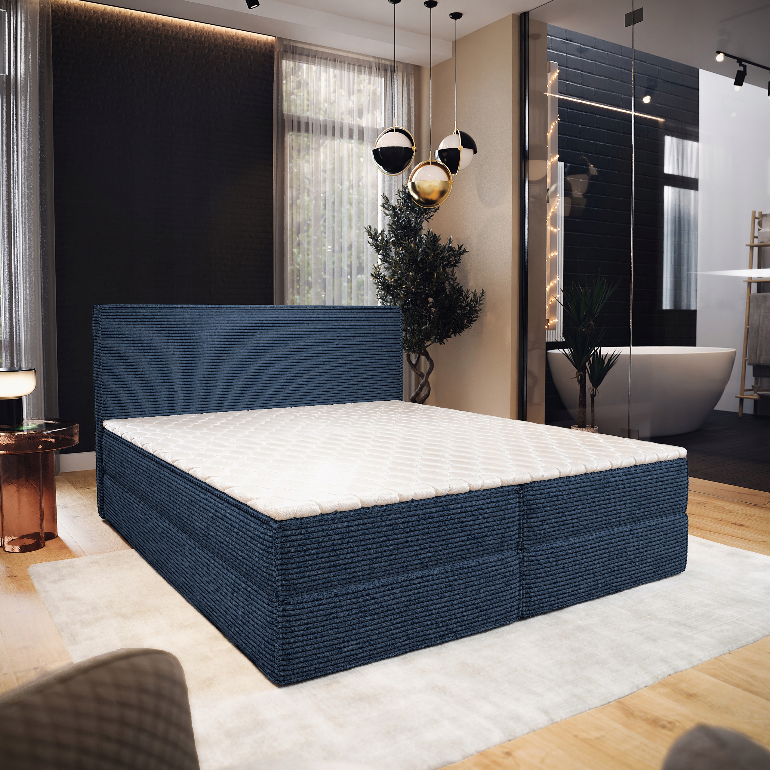 Kontinentální postel Pellio 180x200 s matrací Bonell Komfortní modrá