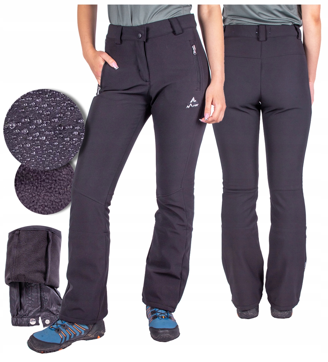 Damskie spodnie Softshell trekkingowe Outdoor wodoodporne Firi czarne 38