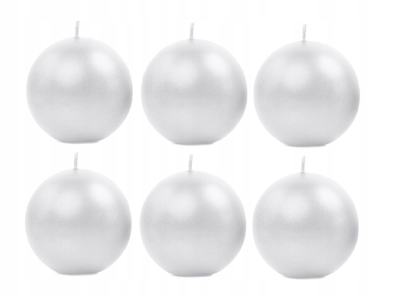 

Świece dekoracyjne kule białe metalizowane Ø 8cm