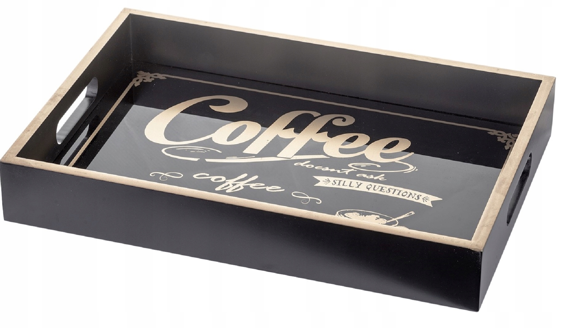 

Czarna Taca Dekoracyjna Złota Coffee Glamour