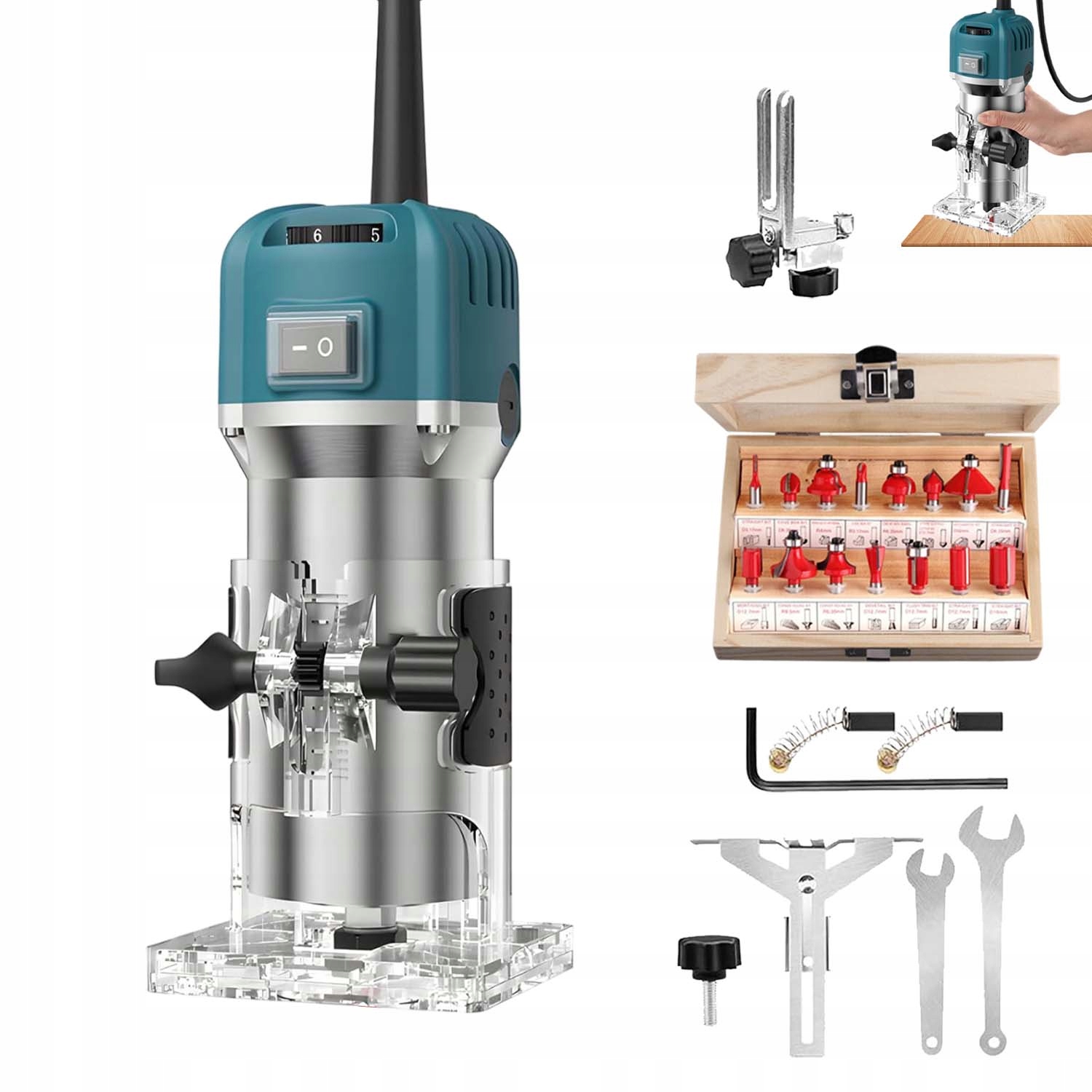 Silná Horní Frézka Na Dřevo 800W 15EL, Frézy, Kovové Tělo