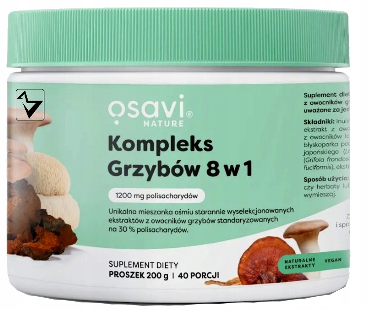 Osavi Kompleks Grzybów 8 w 1 Soplówka Jeż. Reishi Cordyceps Chaga ...200g