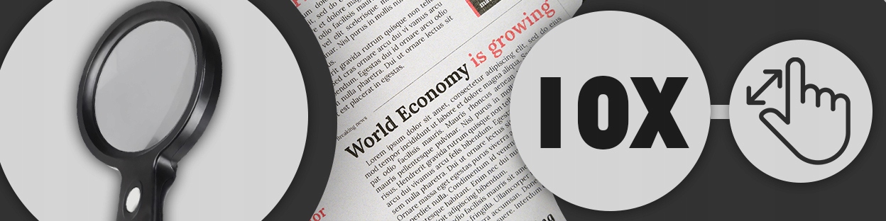 LUPA DO CZYTANIA PODŚWIETLANA SZKŁO POWIĘKSZAJĄCE Z OŚWIETLENIEM LED 10X Informacje o bezpieczeństwie CE