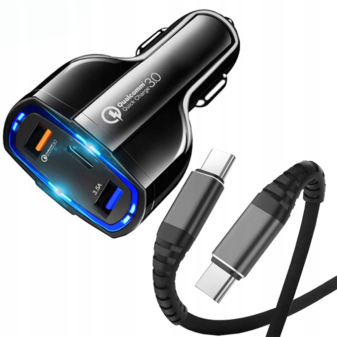 

Szybka Ładowarka Samochodowa Usb Usb-c Pd Kabel