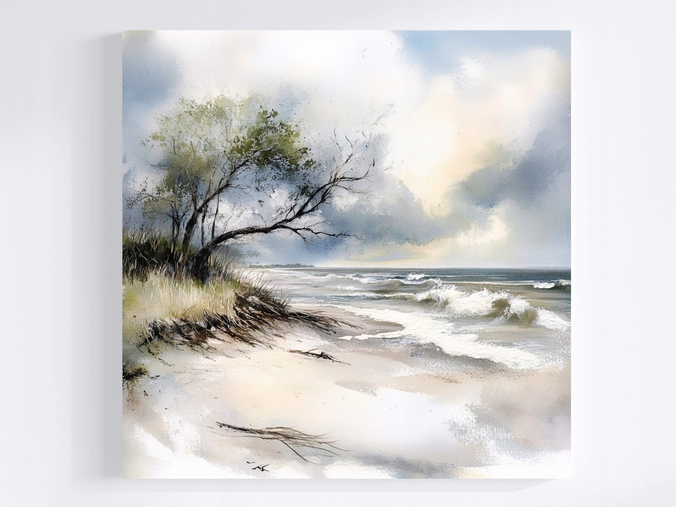 Obraz Na Plátně Canvas Krajina Moře Vlny Baltská Pláž Dřevo 80x80