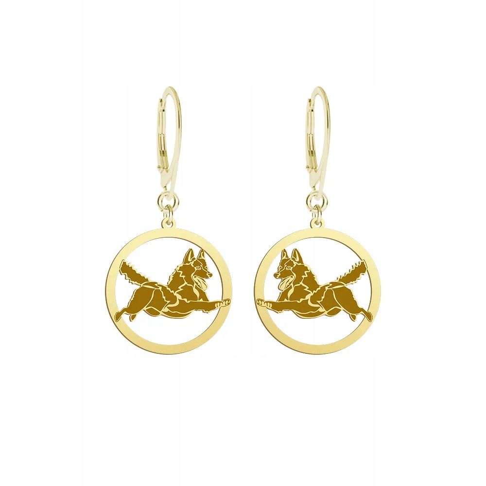 Náušnice Zlaté se psem Schipperke 925 Šperky Bigiel Žena Gravírování Bonus