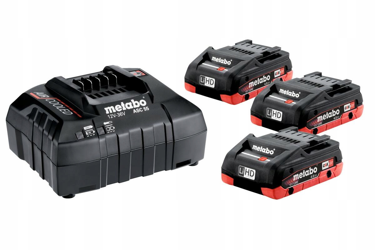 Metabo Akumulátor 18V 4,0Ah Lihd 3ks Nabíječka Asc 55
