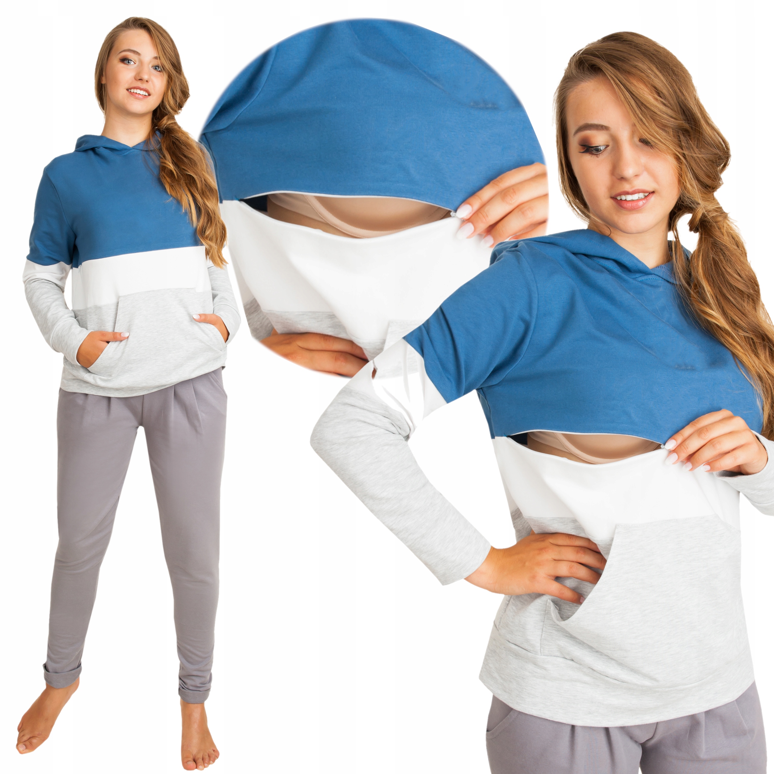 

Bluza do karmienia z kapturem kangurka Belts