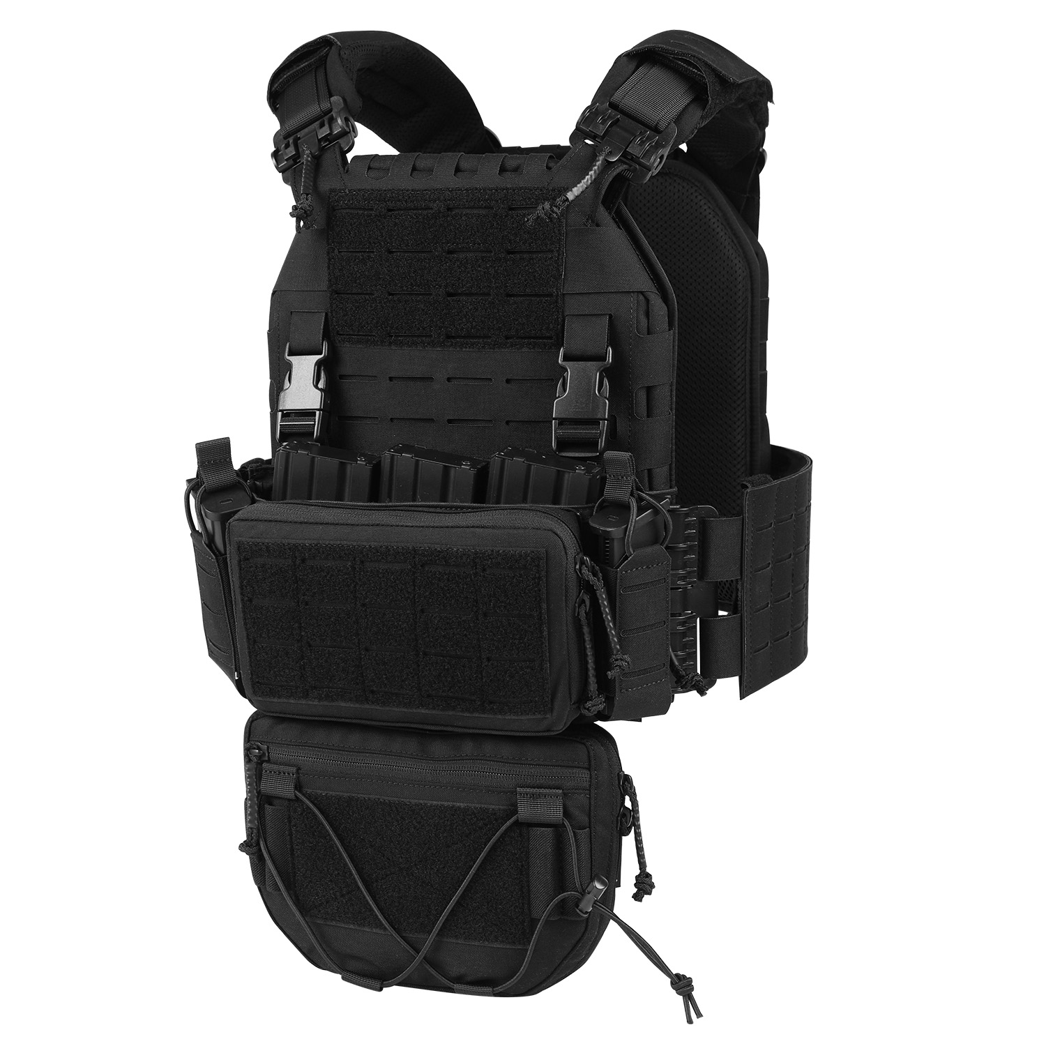Votagoo Kamizelka Taktyczna Plate Carrier Czarna, System Molle, z Panelem Przednim (Chest Rig)
