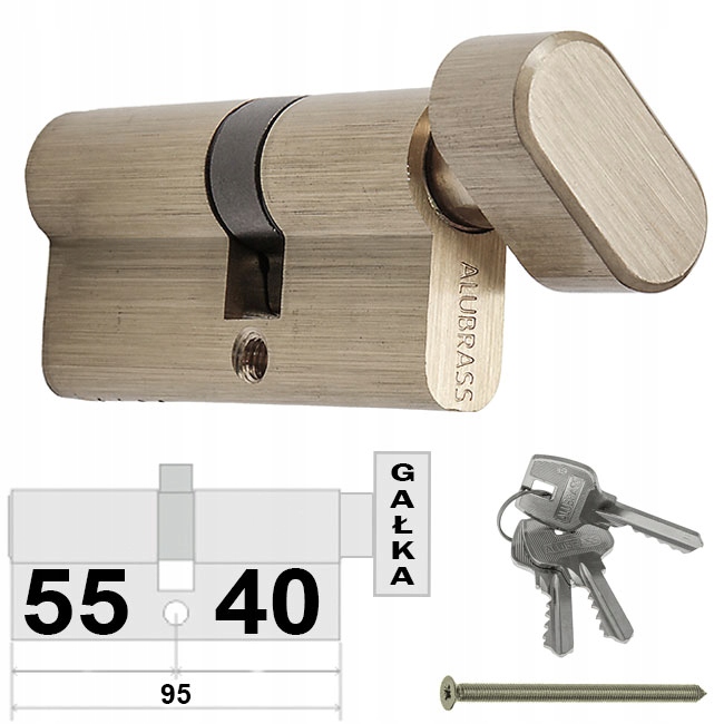 

Wkładka Do Zamka Gałka 40/55 Mosiądz Satyna