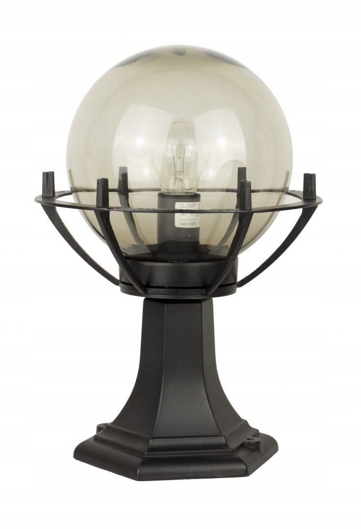 Su-ma Stojací zahradní lampa černá 39 Cm kouřová koule E27 IP43