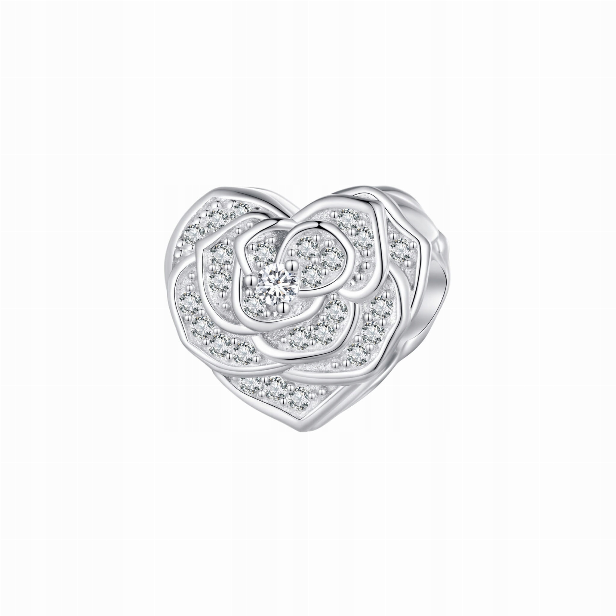 Stříbrný přívěsek Ornamo Květinové srdce z bílých zirkonů stříbro 925