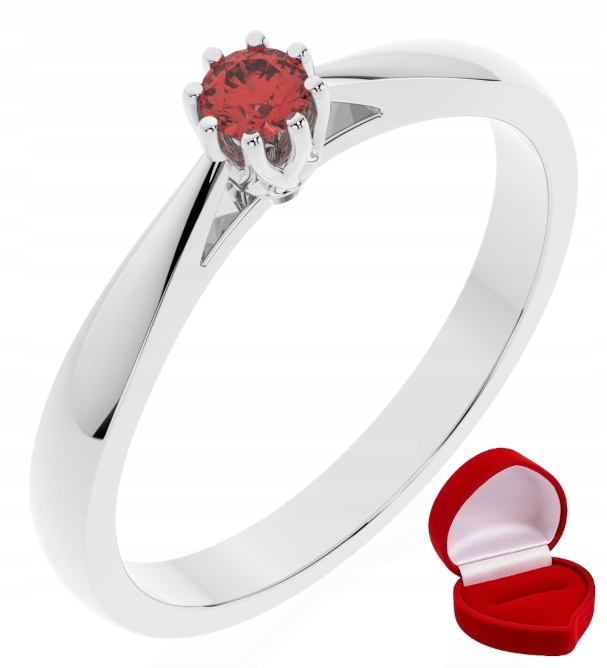 Zlatý Prstýnek 585 14k Rubín 0,09 ct Bílé Zlato R21