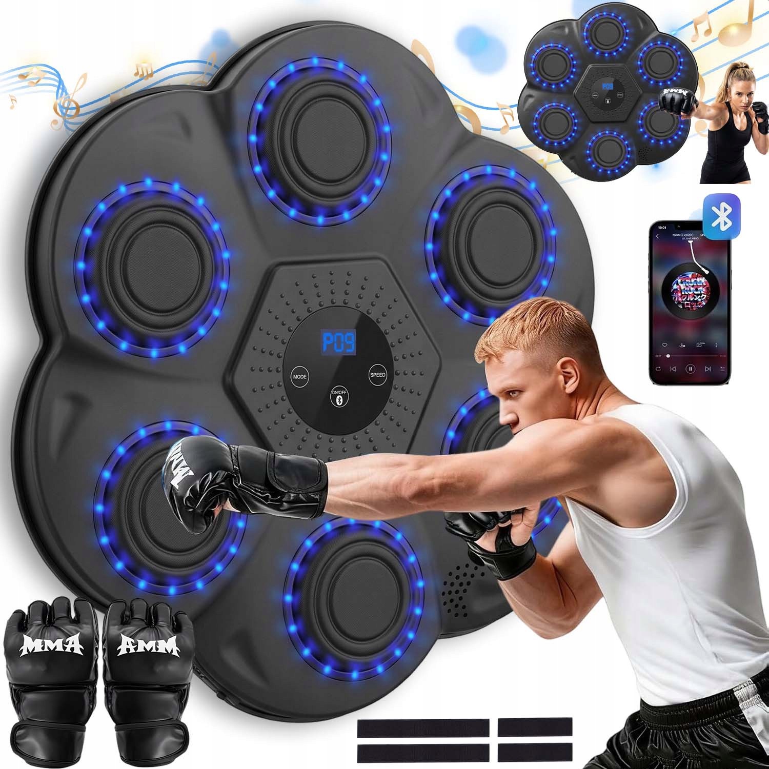 Kids Boxovací Štít Trenér Boxu Boxovací Stroj Rukavice Music Led