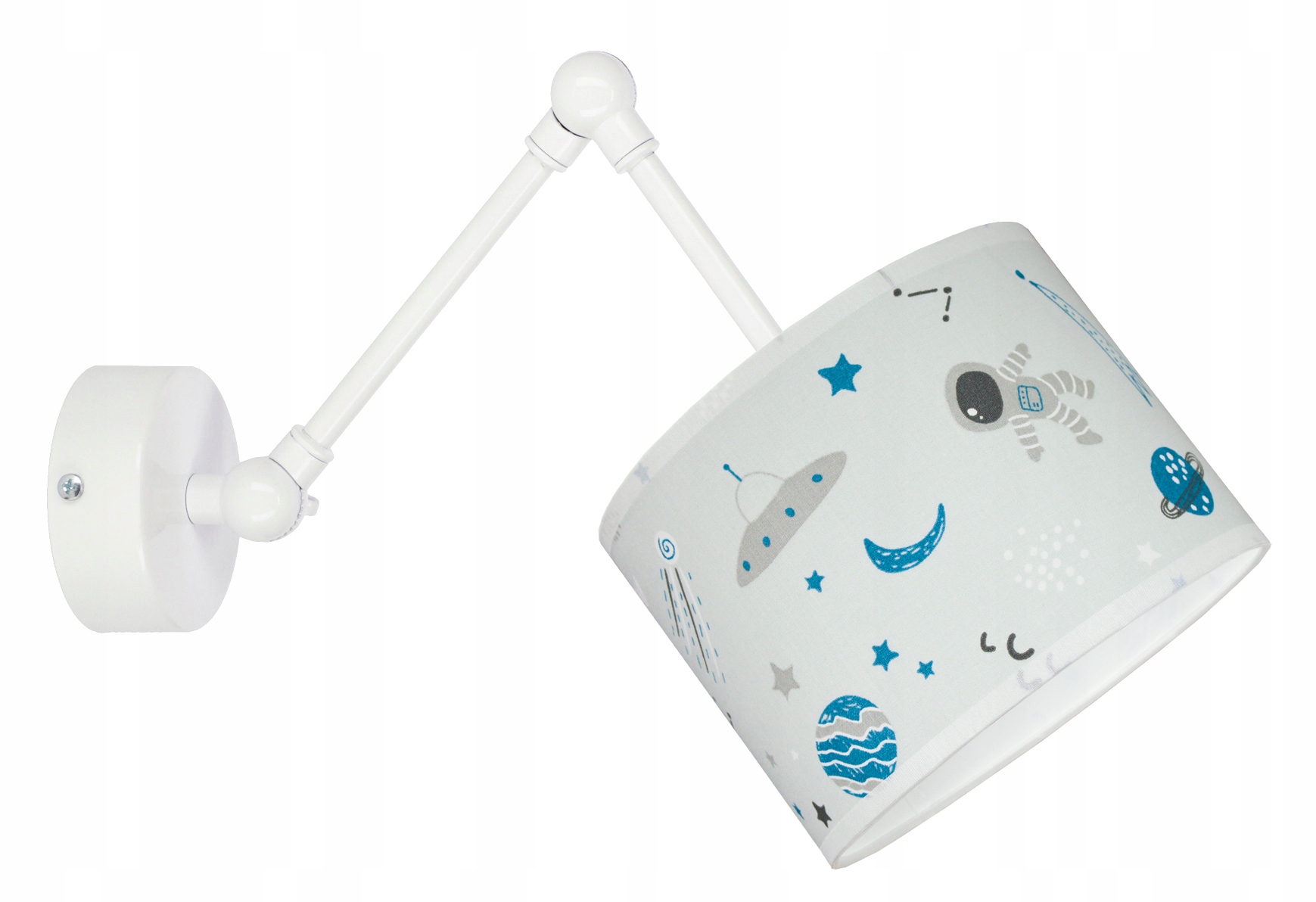 Lampa ścienna kinkiet ścienny do pokoju dziecięcego SPACE biały abażur loft