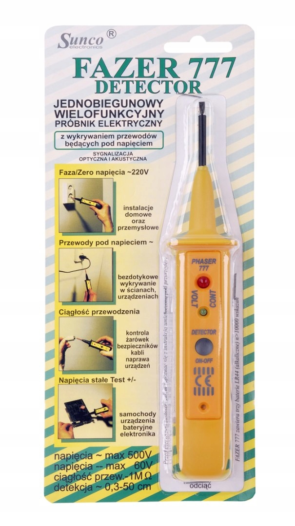 FAZER 777 SUNCO DETEKTOR PRÓBNIK NAPIĘCIA TESTER Marka Sunco