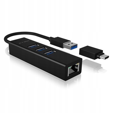 Raidsonic 4-portowy koncentrator z Usb 3.0 Type-A, Type-C, Gigabit Lan