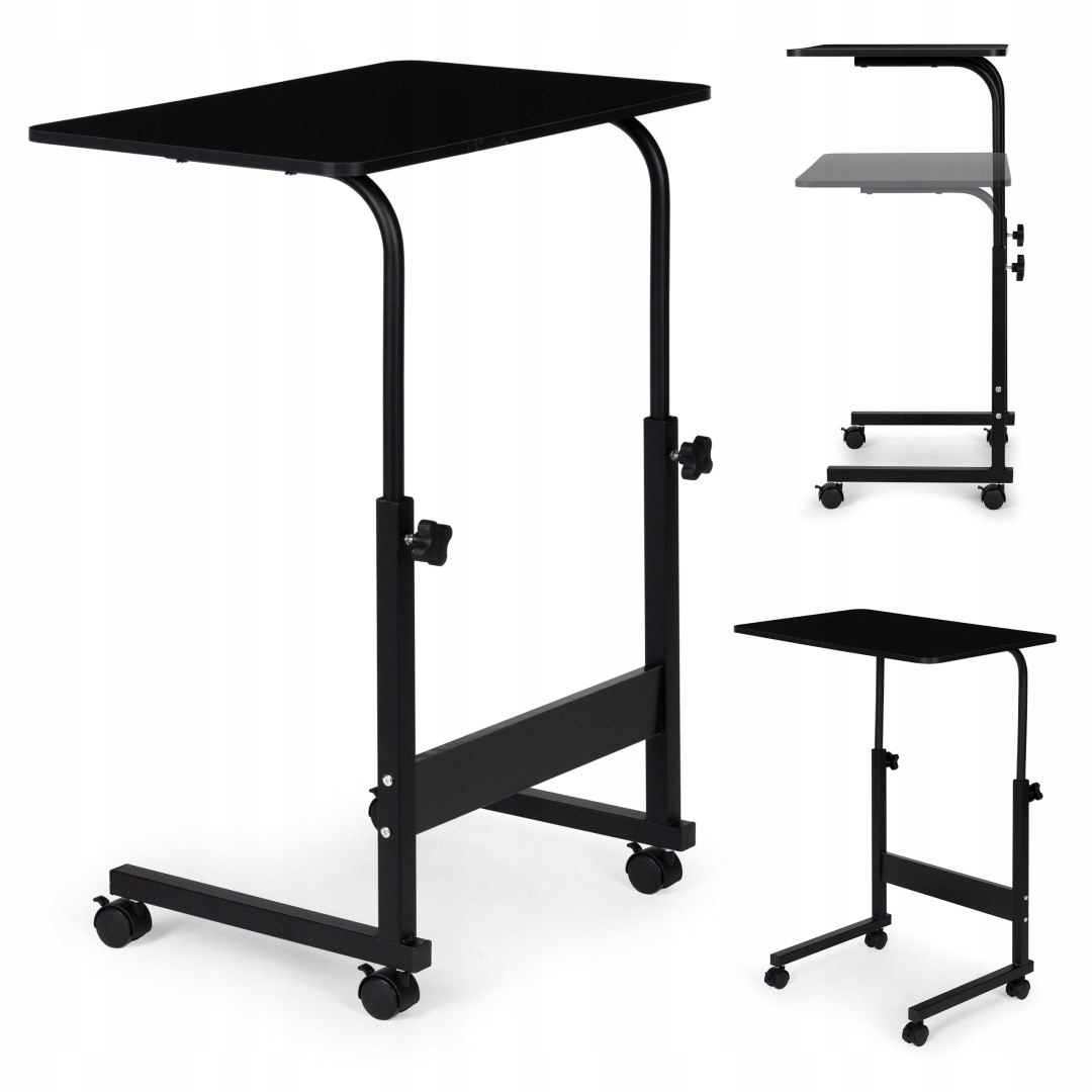 Stolek pod notebook s kolečky, stůl k pohovce, černý, Mode
