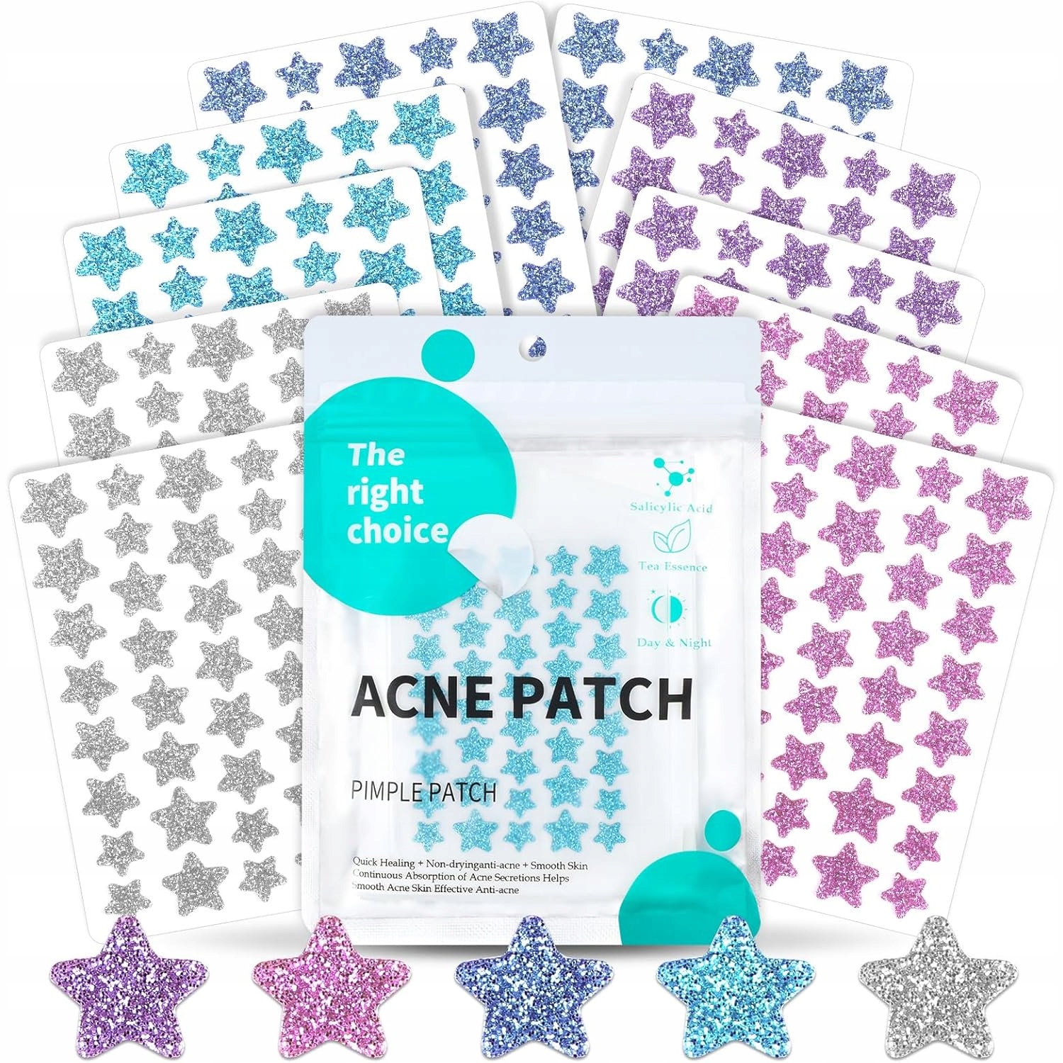 Plátky Na Pupínky Akné 400 ks Hvězdičky Pimple Patch Brokat