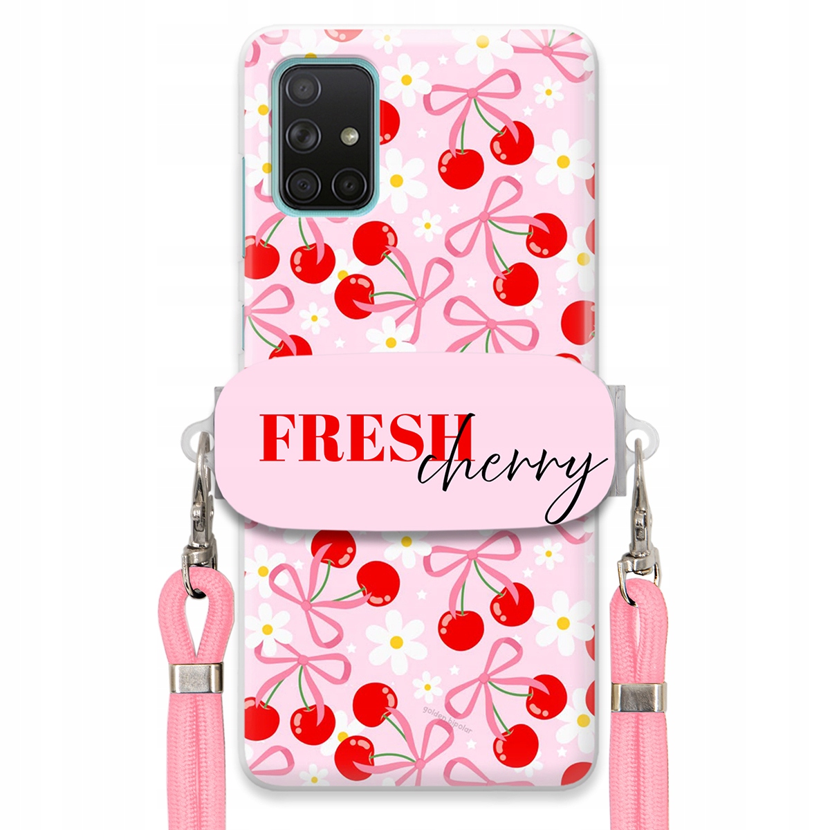 Puzdro pre Samsung A71 Case Držiak šnúrok Ružový Fresh Cherry Čerešňové mašle