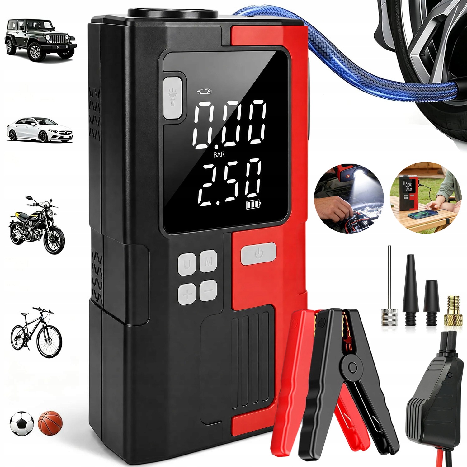 Najsilnejší Štartovací Booster Jump Starter 6000MAH S Vstavaným Led Svetlom
