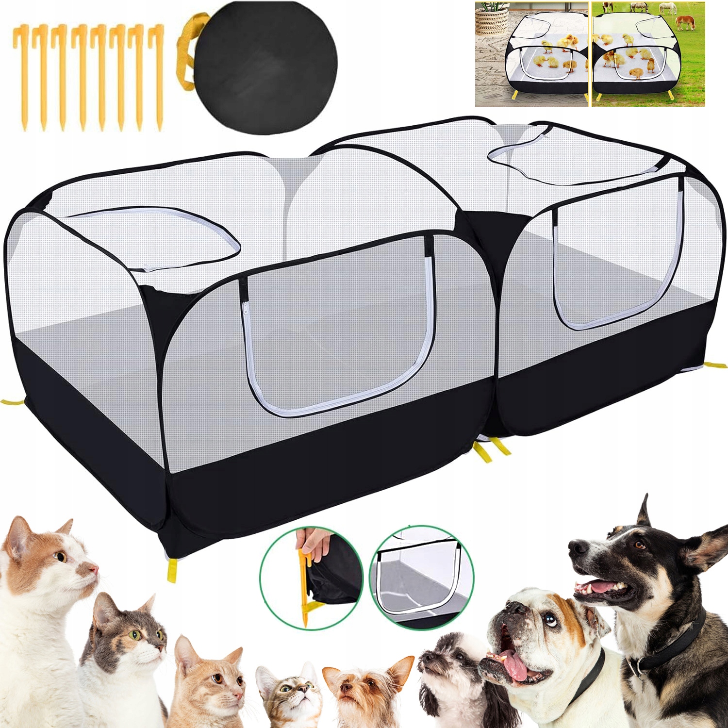 Levně Kotec Ohrada Klec Pro Králíky Prasátka Kočky Zvířata Látková Skládací