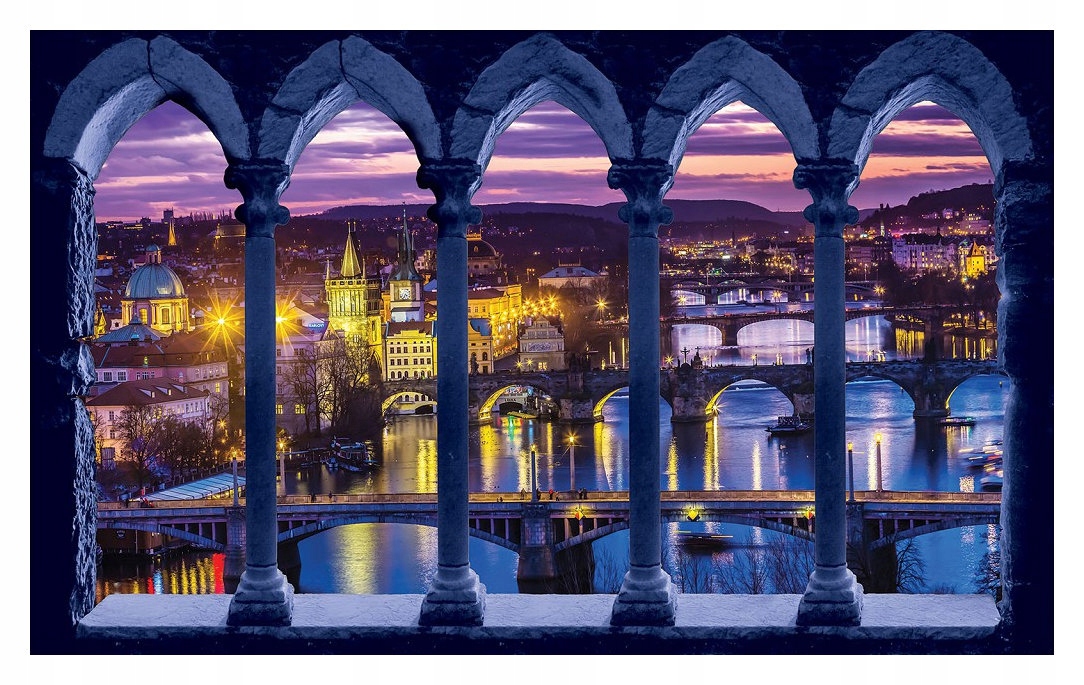 Vliesová fototapeta Noční Praha Oblouk Vltava Mosty Město 254x184 lepidlo