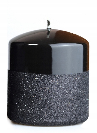 

Świeca Onyx czarna lakierowana brokat świeczka 9cm
