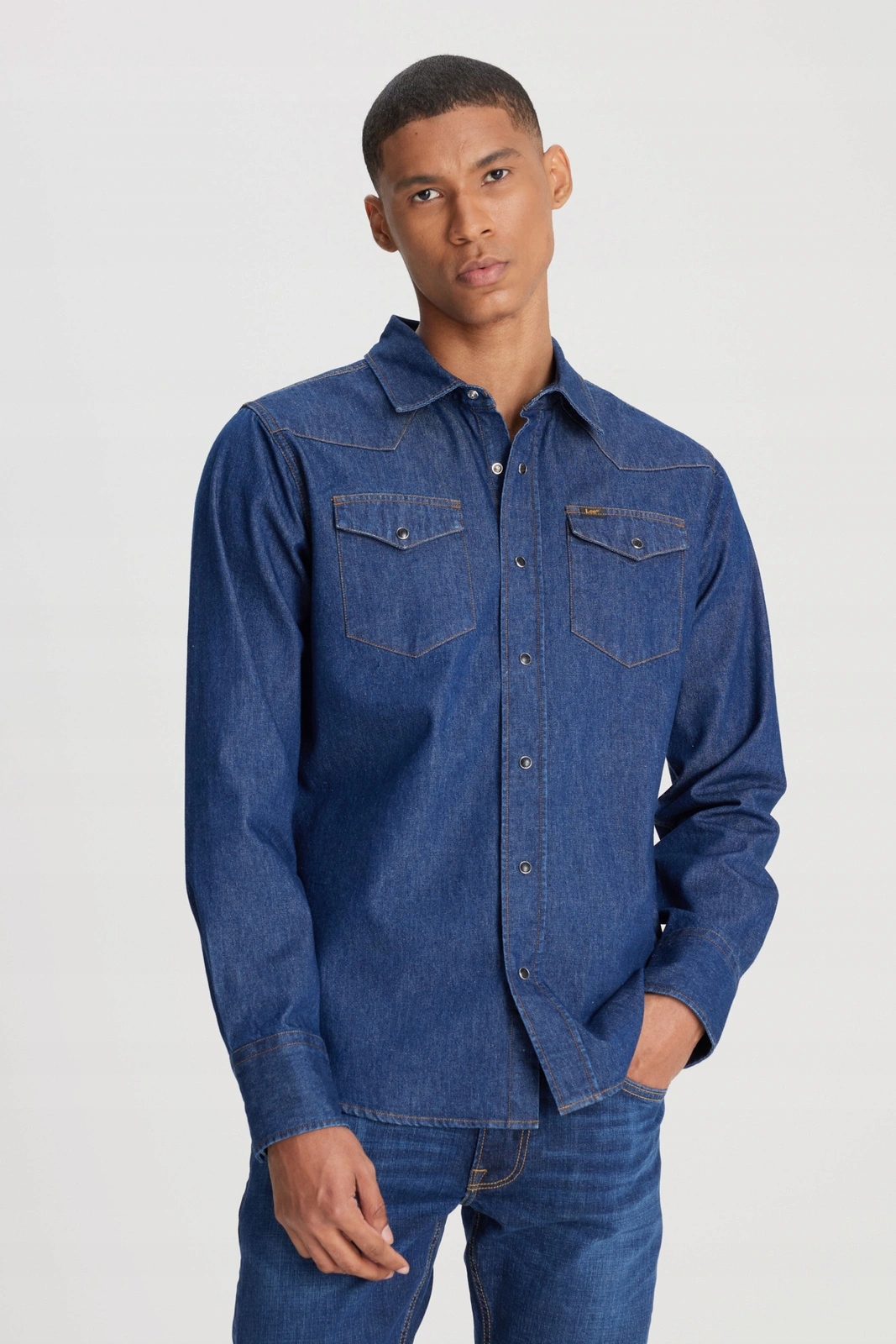 Pánská džínová košile Lee Clean Reg Western Rinse 112388485 3XL
