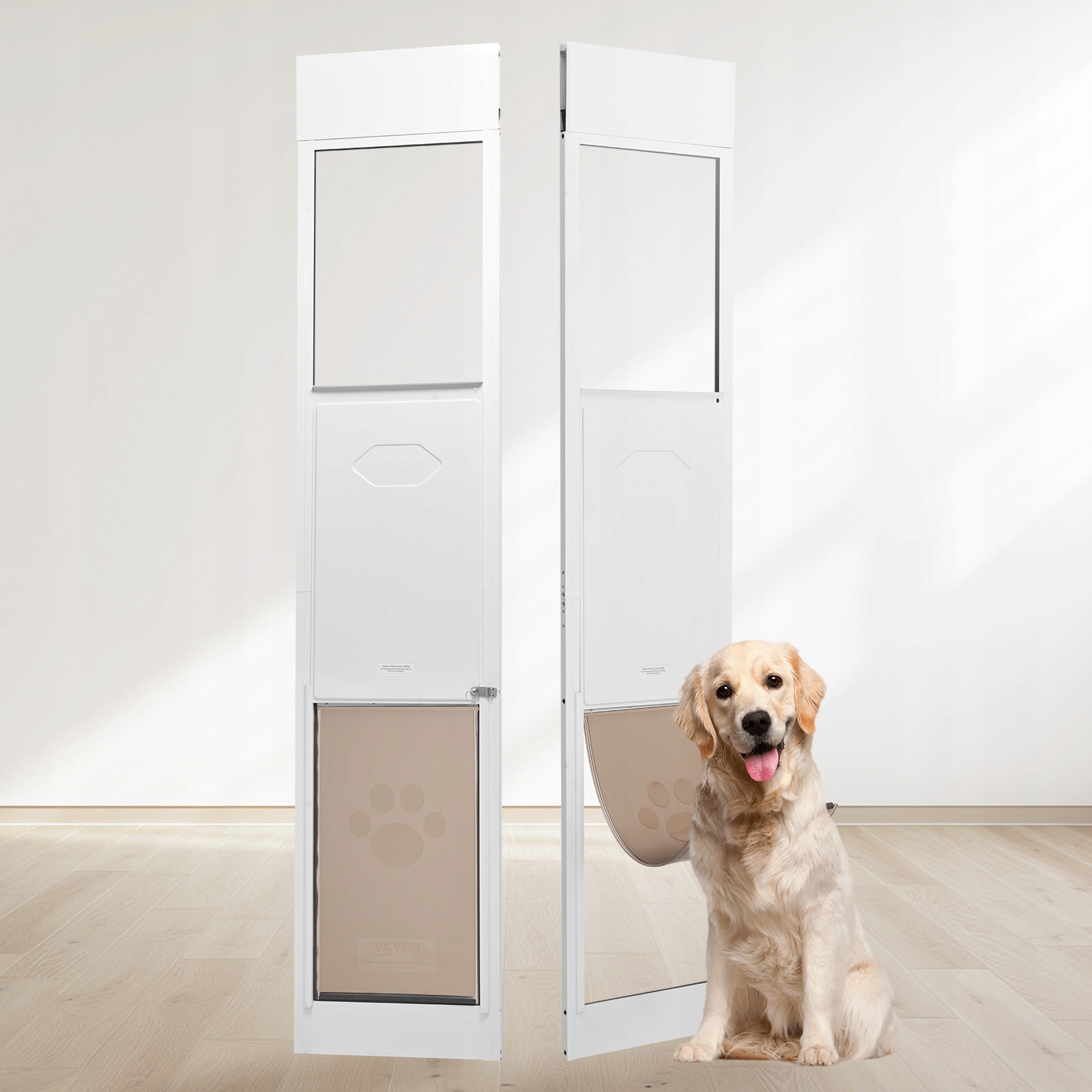 Dvířka pro psy do posuvných skleněných dveří, nastavitelná výška 192,7 cm 204,9 cm (XL)