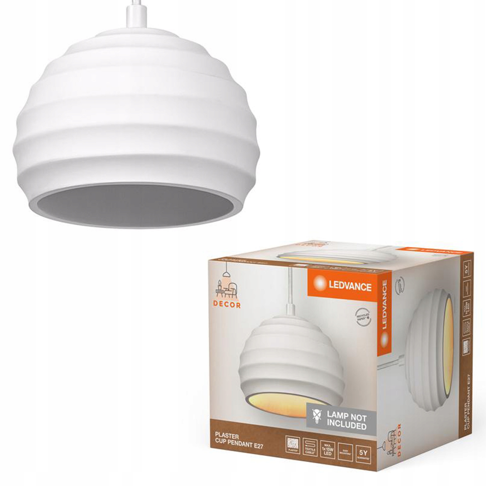 Závěsné Stropní Svítidlo Dekorativní E27 Převis Bílý Decor Ledvance