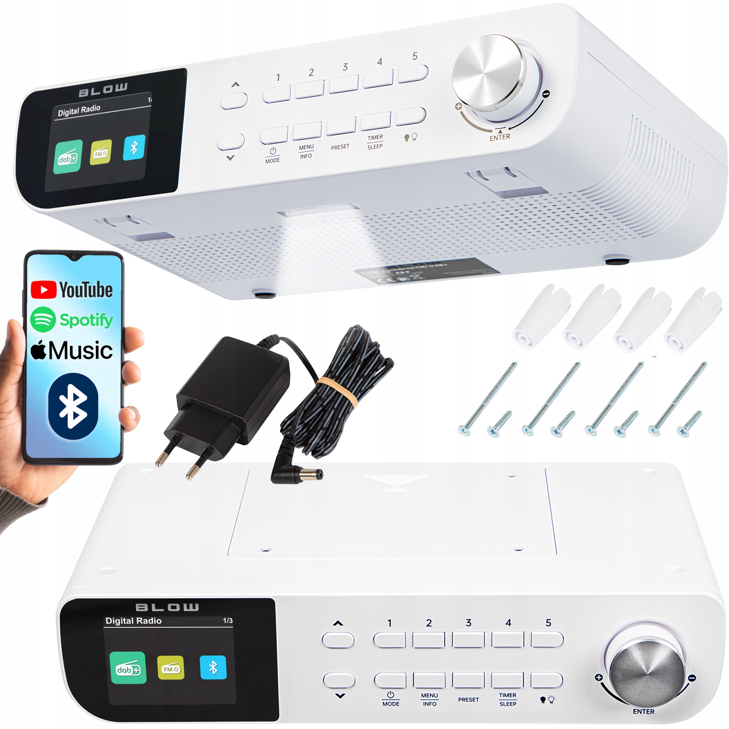 Digitální Kuchyňské Rádio Podskříňkové Závěsné Fm/dab+ Bluetooth Svítilna