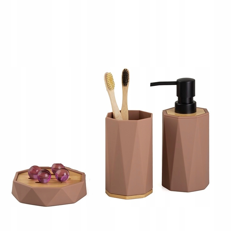 Koupelnová sada do koupelny z Abs a bambusu Pantone Mocha Mousse