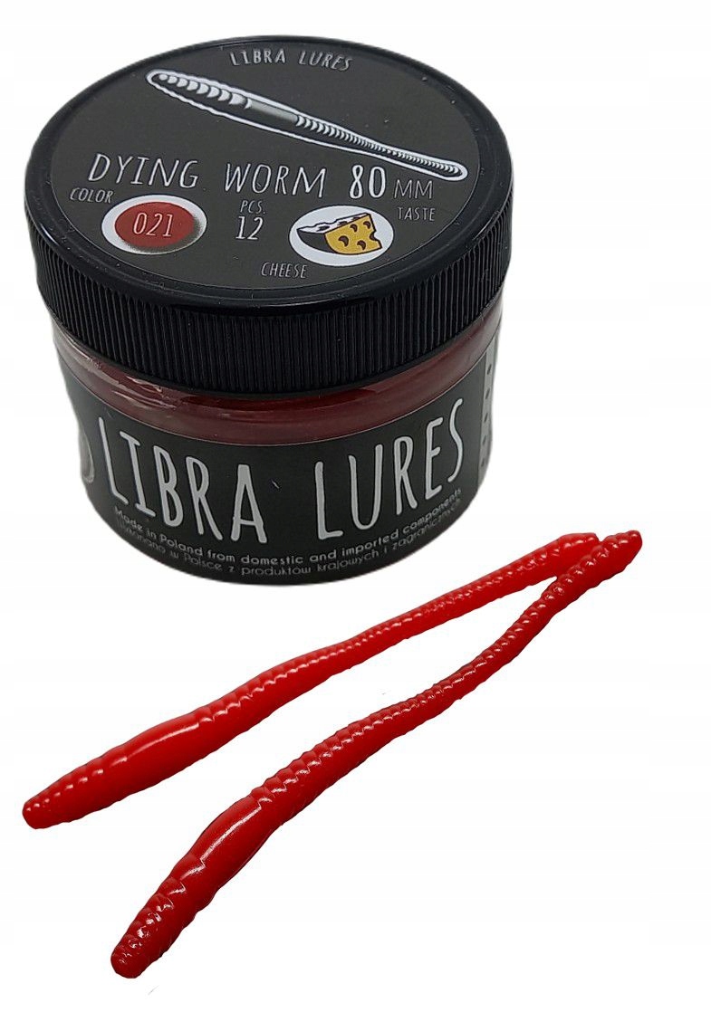 Libra Lures Dying Worm 021 Red 8cm Ser - DYING80021S - 11650185844