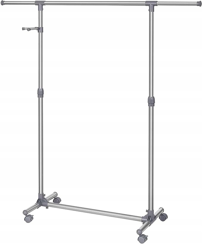Wysoki metalowy stojący wieszak na ubrania na kółkach 97-165 cm szary Marka Songmics